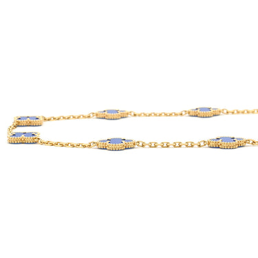 ヴァンクリーフアーペル Van Cleef & Arpels ヴィンテージ アルハンブラ 10モチーフ VCARP34800 ブルー×イエローゴールド K18YG アゲート ネックレス 青 18K 750YG アゲート
