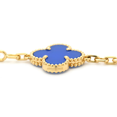 ヴァンクリーフアーペル Van Cleef & Arpels ヴィンテージ アルハンブラ 10モチーフ VCARP34800 ブルー×イエローゴールド K18YG アゲート ネックレス 青 18K 750YG アゲート