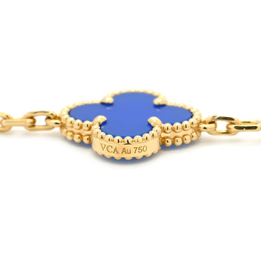 ヴァンクリーフアーペル Van Cleef & Arpels ヴィンテージ アルハンブラ 10モチーフ VCARP34800 ブルー×イエローゴールド K18YG アゲート ネックレス 青 18K 750YG アゲート
