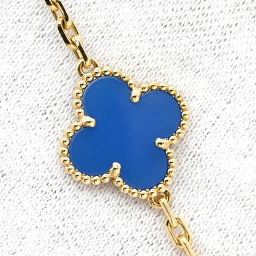 ヴァンクリーフアーペル Van Cleef & Arpels ヴィンテージ アルハンブラ 10モチーフ VCARP34800 ブルー×イエローゴールド K18YG アゲート ネックレス 青 18K 750YG アゲート