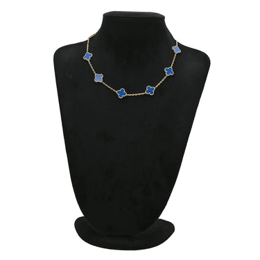 ヴァンクリーフアーペル Van Cleef & Arpels ヴィンテージ アルハンブラ 10モチーフ VCARP34800 ブルー×イエローゴールド K18YG アゲート ネックレス 青 18K 750YG アゲート