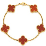 ヴァンクリーフアーペル Van Cleef & Arpels ヴィンテージアルハンブラ VCARD35500 レッド×イエローゴールド K18YG カーネリアン ブレスレット 赤 750YG 18K カーネリアン 5モチーフ