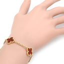 ヴァンクリーフアーペル Van Cleef & Arpels ヴィンテージアルハンブラ VCARD35500 レッド×イエローゴールド K18YG カーネリアン ブレスレット 赤 750YG 18K カーネリアン 5モチーフ