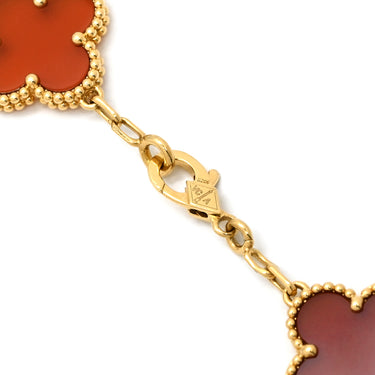 ヴァンクリーフアーペル Van Cleef & Arpels ヴィンテージアルハンブラ VCARD35500 レッド×イエローゴールド K18YG カーネリアン ブレスレット 赤 750YG 18K カーネリアン 5モチーフ