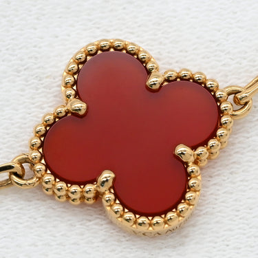 ヴァンクリーフアーペル Van Cleef & Arpels ヴィンテージアルハンブラ VCARD35500 レッド×イエローゴールド K18YG カーネリアン ブレスレット 赤 750YG 18K カーネリアン 5モチーフ