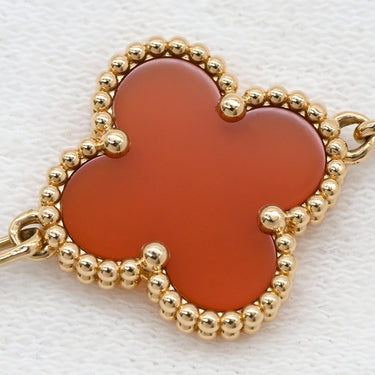 ヴァンクリーフアーペル Van Cleef & Arpels ヴィンテージアルハンブラ VCARD35500 レッド×イエローゴールド K18YG カーネリアン ブレスレット 赤 750YG 18K カーネリアン 5モチーフ