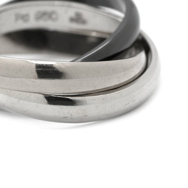 カルティエ Cartier トリニティ クラシック セラミック ブラック×ホワイトゴールド×パラジウムシルバー K18WG セラミック PD950 #60(JP20) リング 指輪 18K WG パラジウム 19号