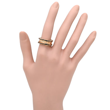 ブルガリ BVLGARI ビーゼロワン ロック B-zero1 2バンド 357987 ブラック×ピンクゴールド K18PG セラミック #53 リング 指輪 黒 Au750 18K 12.5号