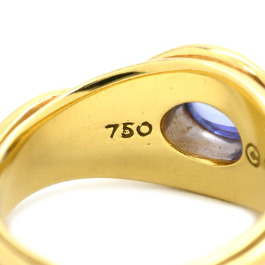 ティファニー Tiffany & Co タンザナイト ライトパープル×イエローゴールド K18YG アメジスト リング 指輪 T&Co. Au750 18K 18金 オーバル カボション 13号