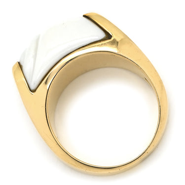 ブルガリ BVLGARI トロンケット ホワイト×イエローゴールド K18YG ホワイトセラミック リング 指輪 BVLGARI Au750 YG 18K 18金 白セラミック 11.5号