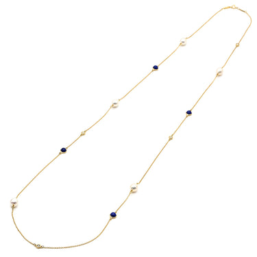 ティファニー Tiffany & Co カラー バイザヤード スプリンクル パールホワイト×ブルー×イエローゴールド K18YG ダイヤモンド パール ラピスラズリ ネックレス ダイヤ パール ラピスラズリ エルサペレッティ