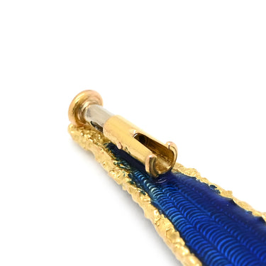 ブシュロン BOUCHERON リーフ ツイスト ブローチ ピアス セット ブルー×イエローゴールド K18YG ダイヤモンド エナメル ブローチ ダイヤモンド エナメル エマイユ 七宝