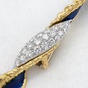 ブシュロン BOUCHERON リーフ ツイスト ブローチ ピアス セット ブルー×イエローゴールド K18YG ダイヤモンド エナメル ブローチ ダイヤモンド エナメル エマイユ 七宝