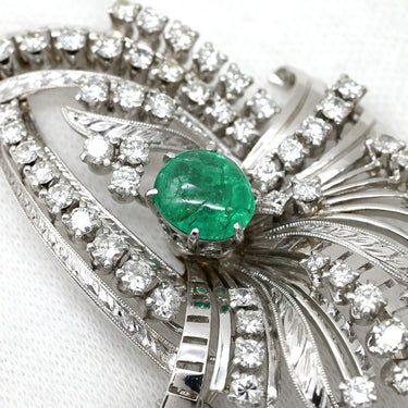 ミキモト MIKIMOTO エメラルド ダイヤ グリーン×ホワイトゴールド K14WG エメラルド ダイヤモンド ブローチ MIKIMOTO 750 14K 14金 ペンダントトップ