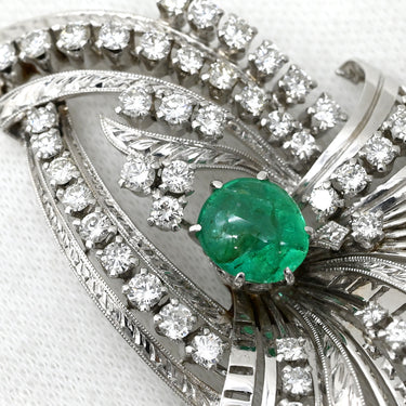 ミキモト MIKIMOTO エメラルド ダイヤ グリーン×ホワイトゴールド K14WG エメラルド ダイヤモンド ブローチ MIKIMOTO 750 14K 14金 ペンダントトップ