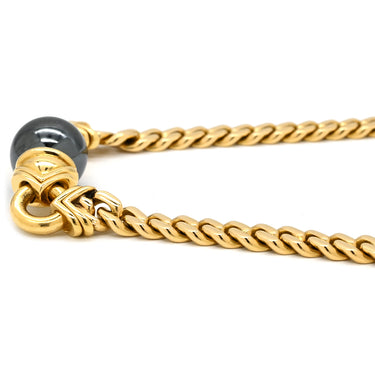 ブルガリ BVLGARI ヘマタイト チェーンネックレス グレー×イエローゴールド K18YG ヘマタイト ネックレス 18K 750 18金 グルメットチェーン