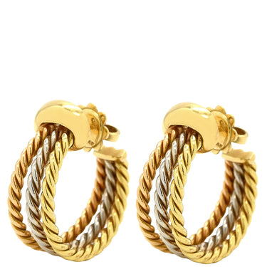 ブルガリ BVLGARI スリーカラー フープ ピアス イエローゴールド×ピンクゴールド×ホワイトゴールド K18YG K18WG K18PG ピアス 750 18K YG PG WG