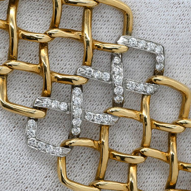 ティファニー Tiffany & Co オープンワーク スクエアリンク ダイヤ イエローゴールド×プラチナシルバー K18YG Pt ダイヤモンド ネックレス T＆Co. 750 18K プラチナ コンビ パロマピカソ