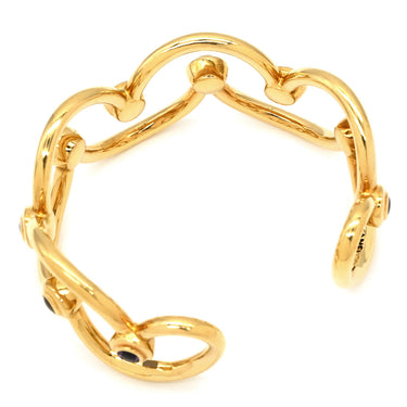 シャネル CHANEL デザインバングル イエローゴールド×マルチカラー K18YG 色石 バングル 18K 750 YG マルチストーン
