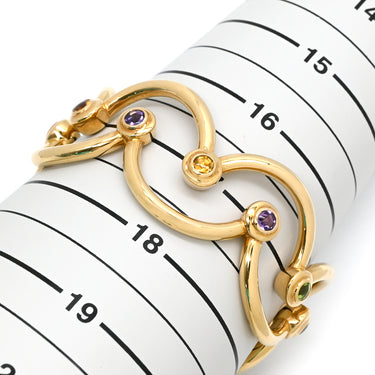 シャネル CHANEL デザインバングル イエローゴールド×マルチカラー K18YG 色石 バングル 18K 750 YG マルチストーン