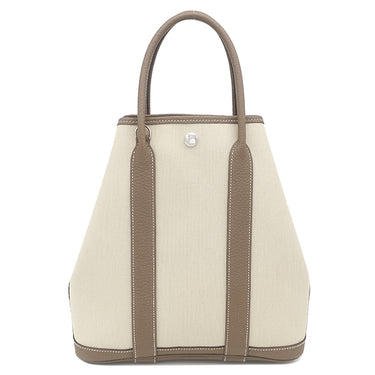 エルメス HERMES ガーデンファイル PM エトゥープ×べトン ネゴンダ トワルミリタリー 2WAYバッグ シルバー金具 グレージュ トート ショルダー トワルミリテール