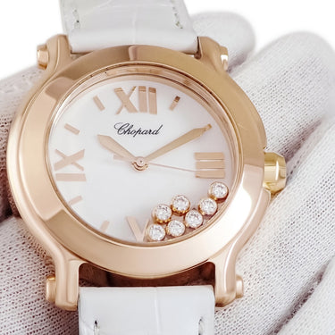 腕時計 ショパール CHOPARD ハッピースポーツ 27/7471 クオーツ レディース K18RG無垢 純正ダイヤ スイング ホワイト 白