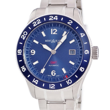 腕時計 モンブラン Montblanc 1858 GMT MB129616 自動巻き メンズ 未使用 ブルー 青 サンレイ デイト アラビア バー