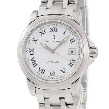 腕時計 カール F ブヘラ Carl F. Bucherer パトラビ オートデイト 10617.08A 自動巻き メンズ ホワイト ローマン シースルーバック