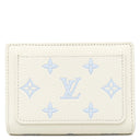 ルイヴィトン LOUIS VUITTON ポルトフォイユ クレア M28274 ミルキーホワイト×ブルー モノグラムアンプラント 二つ折り財布 ゴールド金具 コンパクト