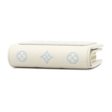 ルイヴィトン LOUIS VUITTON ポルトフォイユ クレア M28274 ミルキーホワイト×ブルー モノグラムアンプラント 二つ折り財布 ゴールド金具 コンパクト
