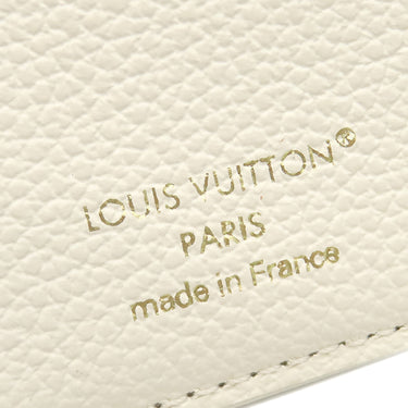 ルイヴィトン LOUIS VUITTON ポルトフォイユ クレア M28274 ミルキーホワイト×ブルー モノグラムアンプラント 二つ折り財布 ゴールド金具 コンパクト