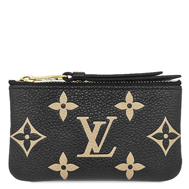 ルイヴィトン LOUIS VUITTON カードキーケース ポシェット クレ M80885 ブラック×ベージュ モノグラムアンプラント コインケース ゴールド金具 小銭入れ
