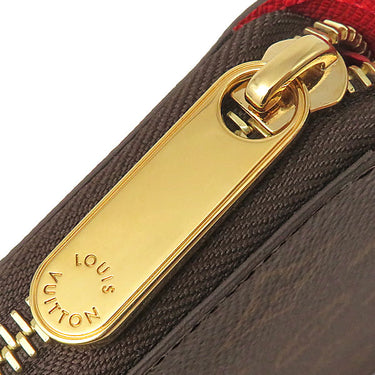 ルイヴィトン LOUIS VUITTON ジッピーウォレット M41896 モノグラム×コクリコ モノグラムキャンバス 長財布 ゴールド金具 茶 赤 ラウンドファスナー