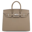 エルメス HERMES バーキン25 セリエ 外縫い エトゥープ ヴォーエプソン ハンドバッグ シルバー金具 グレージュ