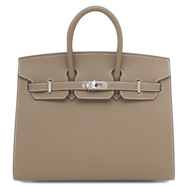エルメス HERMES バーキン25 セリエ 外縫い エトゥープ ヴォーエプソン ハンドバッグ シルバー金具 グレージュ