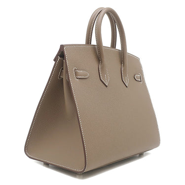 エルメス HERMES バーキン25 セリエ 外縫い エトゥープ ヴォーエプソン ハンドバッグ シルバー金具 グレージュ
