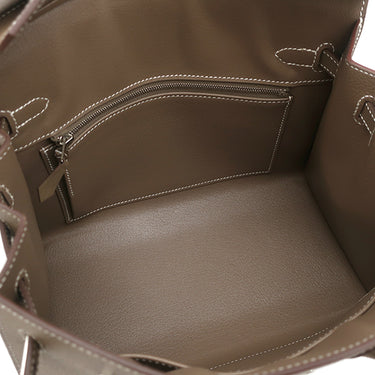 エルメス HERMES バーキン25 セリエ 外縫い エトゥープ ヴォーエプソン ハンドバッグ シルバー金具 グレージュ