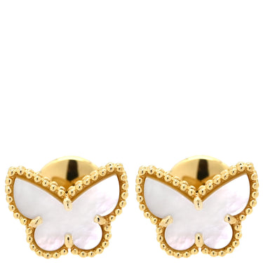 ヴァンクリーフアーペル Van Cleef & Arpels スウィート パピヨン VCARN5JM00 ホワイト×イエローゴールド K18YG マザーオブパール ピアス 750 18K VCA シェル マザーオブパール