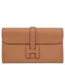 エルメス HERMES ジジェ デュオ ヴェルソ ゴールド×カプシーヌ スイフト クラッチバッグ シルバー金具 茶 赤