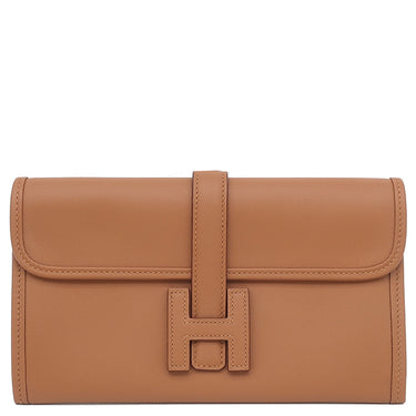 エルメス HERMES ジジェ デュオ ヴェルソ ゴールド×カプシーヌ スイフト クラッチバッグ シルバー金具 茶 赤
