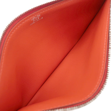 エルメス HERMES ジジェ デュオ ヴェルソ ゴールド×カプシーヌ スイフト クラッチバッグ シルバー金具 茶 赤