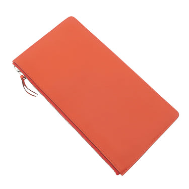 エルメス HERMES ジジェ デュオ ヴェルソ ゴールド×カプシーヌ スイフト クラッチバッグ シルバー金具 茶 赤