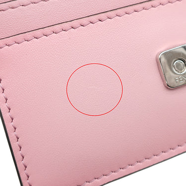 フェンディ FENDI マイクロ フラット バゲット バッグ 7M0311 ピンク レザー ショルダーバッグ シルバー金具 コンパクト 財布 ミニショルダー