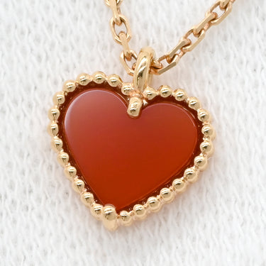 ヴァンクリーフアーペル Van Cleef & Arpels スウィート ハート ペンダント VCARN59N00 レッド×ピンクゴールド K18PG カーネリアン ネックレス K18 18K PG RG カーネリアン 紅玉髄