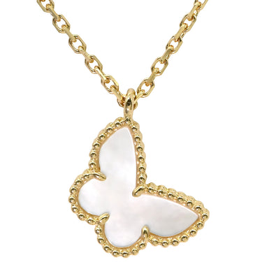 ヴァンクリーフアーペル Van Cleef & Arpels スウィート パピヨン ペンダント VCARF69300 パールホワイト×イエローゴールド K18YG マザーオブパール ネックレス 白 VCA 750 YG 18K シェル