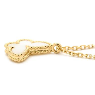 ヴァンクリーフアーペル Van Cleef & Arpels スウィート パピヨン ペンダント VCARF69300 パールホワイト×イエローゴールド K18YG マザーオブパール ネックレス 白 VCA 750 YG 18K シェル