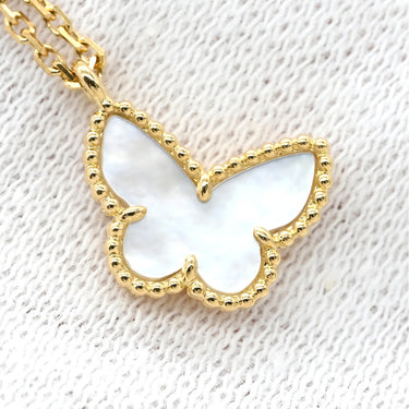 ヴァンクリーフアーペル Van Cleef & Arpels スウィート パピヨン ペンダント VCARF69300 パールホワイト×イエローゴールド K18YG マザーオブパール ネックレス 白 VCA 750 YG 18K シェル