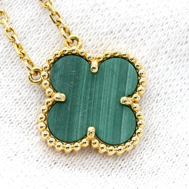 ヴァンクリーフアーペル Van Cleef & Arpels ヴィンテージ アルハンブラ VCARO9VA00 グリーン×イエローゴールド K18YG マラカイト ネックレス Au750 18K YG 緑 マラカイト マット