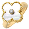 ヴァンクリーフアーペル Van Cleef & Arpels ヴィンテージ アルハンブラ VCARA41100 パールホワイト×イエローゴールド K18YG ダイヤモンド マザーオブパール #55(JP15) リング 指輪 シェル 1Pダイヤ 14.5号
