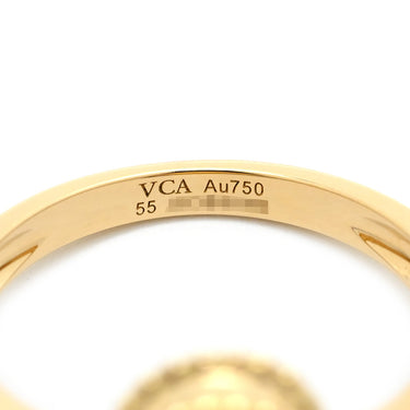 ヴァンクリーフアーペル Van Cleef & Arpels ヴィンテージ アルハンブラ VCARA41100 パールホワイト×イエローゴールド K18YG ダイヤモンド マザーオブパール #55(JP15) リング 指輪 シェル 1Pダイヤ 14.5号